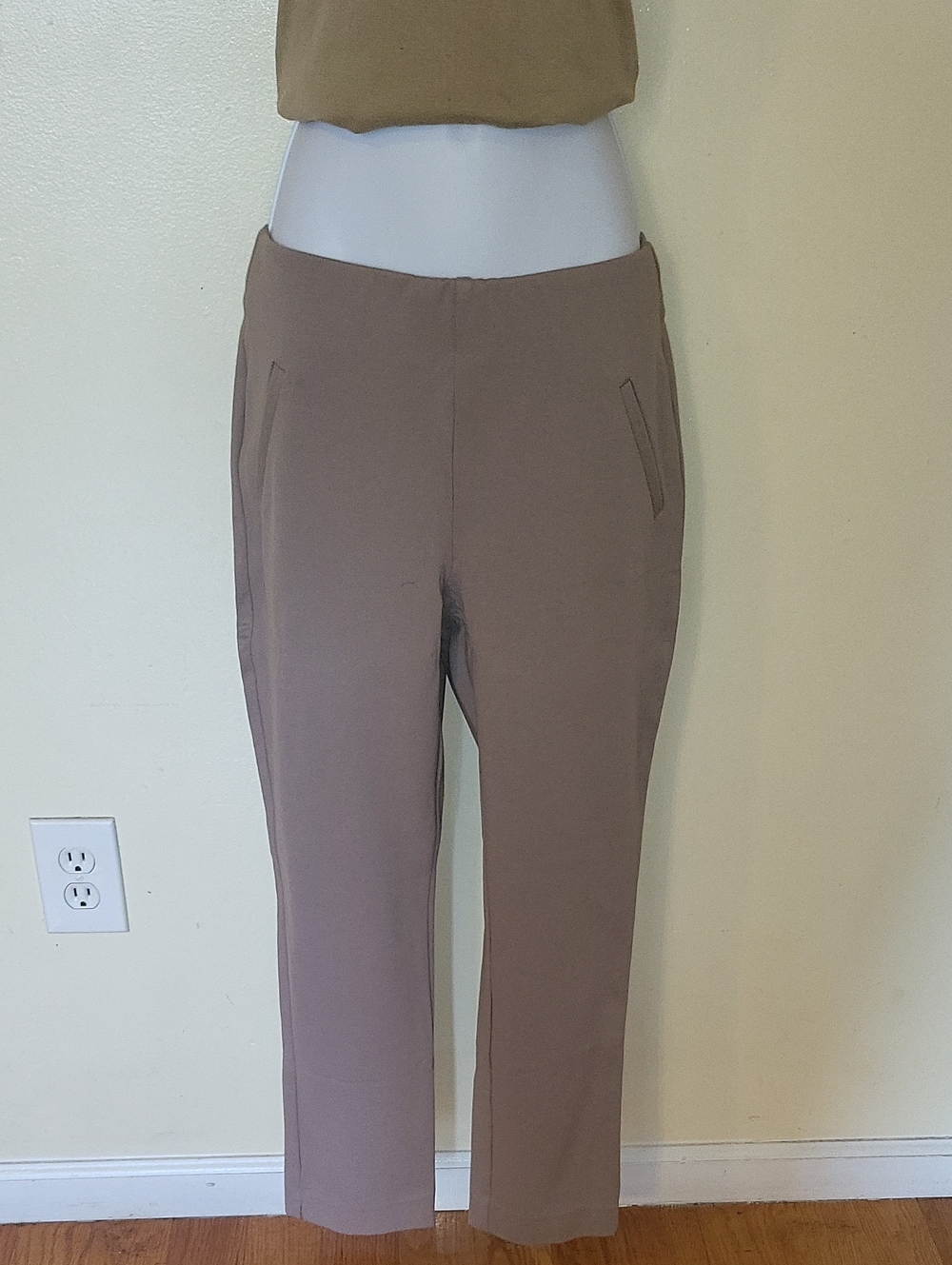 Chico's Taupe Straight-Leg Ponte Pants